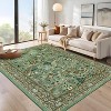 Washable Floral Runner Rug - Non-Slip Rubber Backing, Low-Pile Farmhouse Entryway Carpet, Foldable & Non-Shedding - 3 of 4