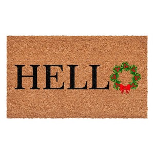 HomeRoots 17" X 29" Brown Black And Green Christmas Outdoor Coir Door Mat - 1 of 4
