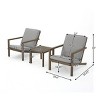 Outdoor Patio Chat Set, 3 Pcs Chat Set with 2 Arm Sofas and Square Table, Chat Set with Acacia Wood Frame and PE Cushion-Coolbibila - 4 of 4