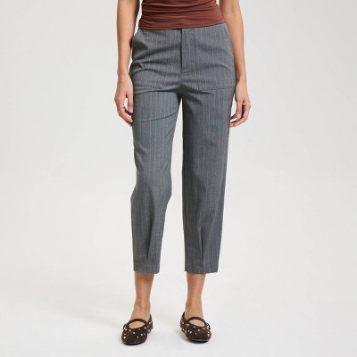 Women's Straight-Leg Trousers with Front Pleat - A New Day™ Gray Striped