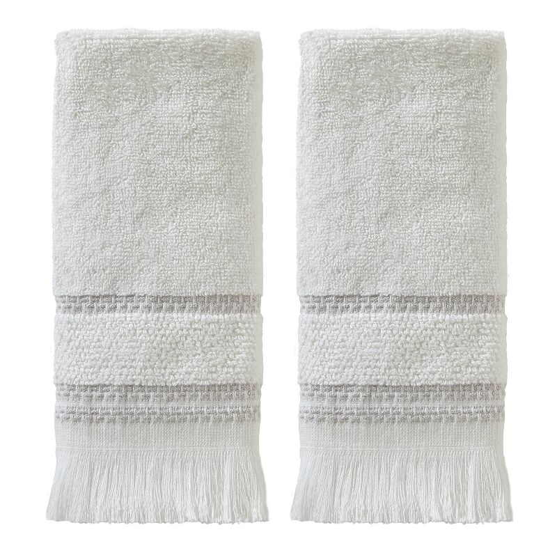 2pc Casual Fingertip Towel Set White - SKL Home, 1 of 5