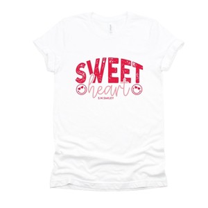 S.W.Smiley Sweet Heart Distressed - Women's Short Sleeve Graphic T-Shirt - 1 of 4