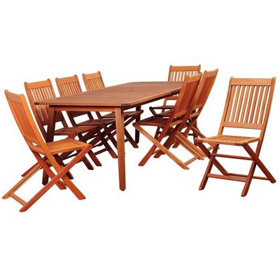 Callahan 9pc Patio Eucalyptus Wood Dining Set - International Home Miami