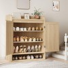 Modern Wooden Rattan Shoe Cabinet Storage for Entryway with Adjustable Shelves, Closed Shoe Rack Cabinet for Hallway, Living Room, Bedroom, - 2 of 4