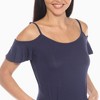 Women's Casual Scoop Neck Flutter Sleeve Knee Length Dress - White Mark - 4 of 4