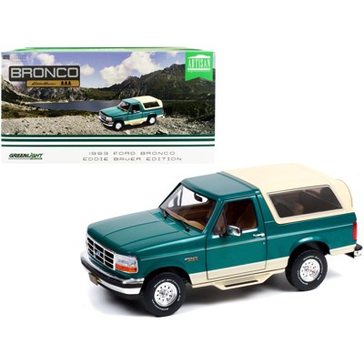 1993 Ford Bronco "Eddie Bauer Edition" Emerald Green and Tan 1/18 Diecast Model Car by Greenlight