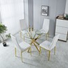 5-Piece Dining Set with Glass Table and Four Upholstered Chairs - 4 of 4