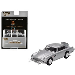 Aston Martin DB5 RHD Birch Silver Metallic 007 James Bond "Goldfinger" (1964) Movie Limited Ed 1/64 Diecast Model Car by Mini GT - 1 of 4
