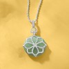 Ross-Simons Jade Flower Pendant Necklace in Sterling Silver Size - 3 of 4
