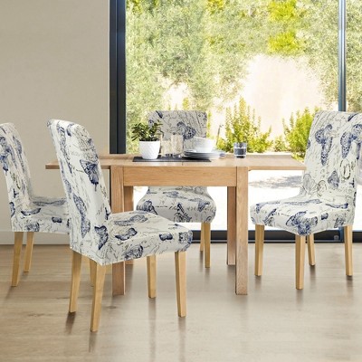 PiccoCasa 1Pc Floral Print Spanex Chair Cover for Dining Room Seat  Slipcover, Style 1