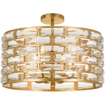 Crystorama Lighting Meridian 6 - Light Flush Mount in  Antique Gold