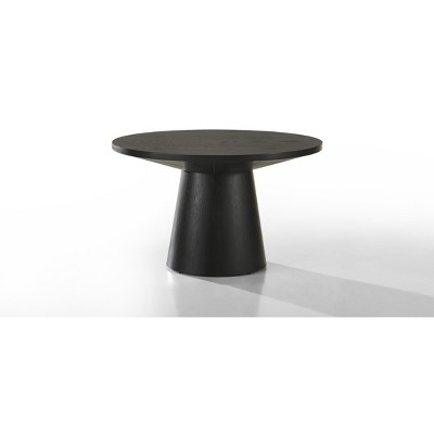 Jasper Ebony Black 29inW Round Coffee Table with Pedestal Base