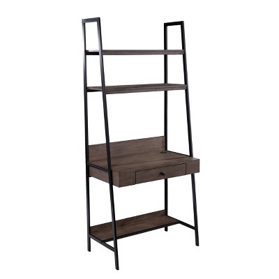 Cyeha Industrial Ladder Desk with Storage Gray/Black - Aiden Lane