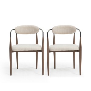 Christopher Knight Home Judith Upholstered Iron Dining Chair (Set of 2), Beige and Black and Gold - 1 of 4