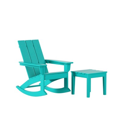 WestinTrends Modern Adirondack Outdoor Rocking Chair with Side Table Set