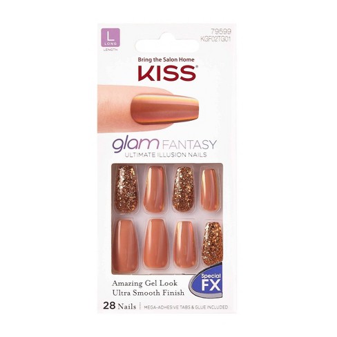 Kiss Glam Fantasy False Nails Trampoline Copper 28ct Target