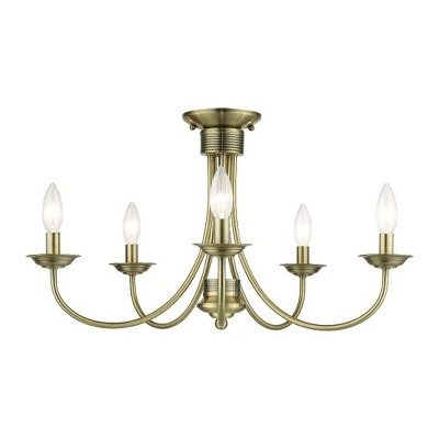 Livex Lighting Estate 5 - Light Semi-Flush Mount in  Antique Brass