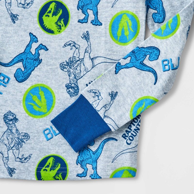 Boys' LEGO Jurassic World 2pc Snug Fit Pajama Set with Slippers - Gray, 3 of 5