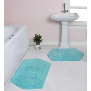 Waterford Collection Tufted Bath Rug, Extra Soft and Absorbent, Non-Slip Bath Mats, Machine Washable bath rugs for Bathroom, 2 Piece Set, Turquoise - 1 of 4
