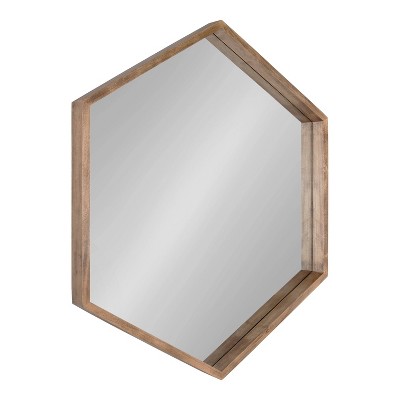 31" x 36" Hutton Hexagon Wall Mirror Rustic Brown - Kate & Laurel All Things Decor