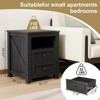 MUUEGM 18" Farmhouse Nightstand| Rustic Wooden End Table with 2 Drawers and Charging Station - 2 of 4