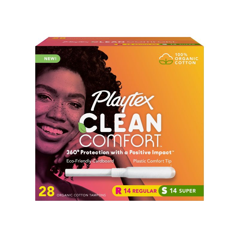 Playtex Clean Comfort Organic Tampons Multipack 14 Regular &#38; 14 Super - 28ct, 1 of 10