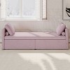 KTMBDW Modern Upholstered Chaise Lounger with Pillows and Cushions, Small Single Daybed for Living Rooms, No Mattress Needed, Pink - 2 of 4