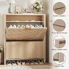 Anegl Sar Fluted Shoe Cabinet with 2 Flip Drawers & Open Shelf, Space-Saving Entryway Storage with Gold Handles, Wood - 4 of 4