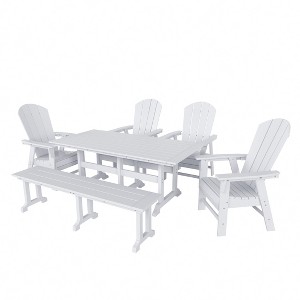 WestinTrends 6 Piece Outdoor Patio Dining Table and Armchair Dining Bench Set - 1 of 2