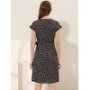 Allegra K Women's Boho Flutter Sleeve V Neck Belted A-Line Wrap Midi Floral Dress - 4 of 4