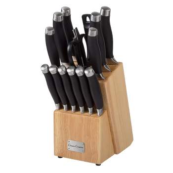 Professional 15-Piece Knife Set with Block - Stainless-Steel Cutlery with Chef, Bread, Santoku, Filet, Paring, and Steak Knives by Classic Cuisine