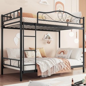 Twin Over Twin Metal Bunk Bed, 400LB Heavy Duty with Safety Guardrail, Space Saving Design, No Box Spring Needed, Easy Assembly Quiet Kids Bed - 1 of 4