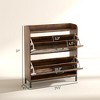 Aghana Digitals Farmhouse Narrow Shoe Cabinet with 2 Flip Drawers, X-Shaped Barn Doors, Steel Legs, - 2 of 4