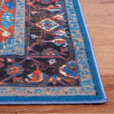 Blue and Red 8' x 10' Synthetic Washable Area Rug