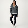 Anna-Kaci Women's Contrast Trim Knit Hoodie with V-Neckline and Long Sleeves - 3 of 4
