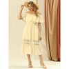 Allegra K Women's Off Shoulder Ruffle Lace Insert High Waist Short Sleeve Flowy Maxi Dress - 3 of 4