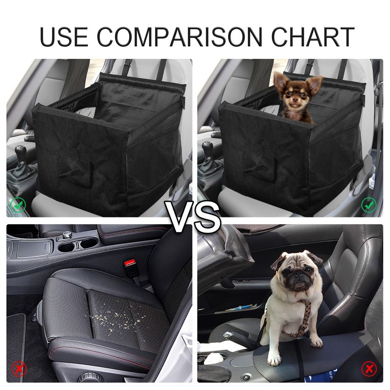 Unique Bargains Dog Car Seat Booster Seat Adjustable Straps Black 1 Pc, 5 of 9