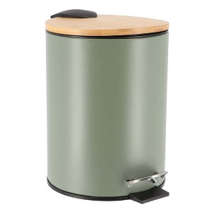 Evideco French Home Goods Stylish Trash Can with Bamboo Lid and Pedal, 2.5L Capacity - 1 of 4
