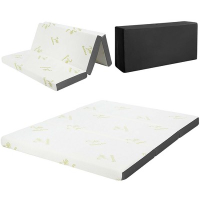 Costway 4'' Tri-Folding Memory Foam Mattress W/ Carry Bag