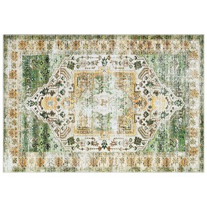 Vintage Carpet Washable Carpet Soft Imitation Wool Living Room Carpet Non-slip Vintage Distressed Decorative Carpet Oriental Print Easy-to-Clean - 1 of 4