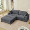 Mjkone 86 "W  Double Chaise Lounges Sofa Sleeper Chair,Corduroy Upholstered Modular Loveseat Sofa with Ottoman,Grey - 3 of 4