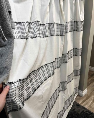 Clipped Jacquard Stripe Shower Curtain Sour Cream/railroad Gray ...