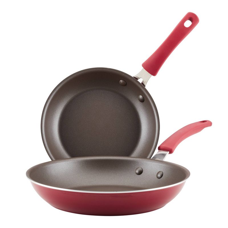 Rachael Ray Cook + Create Aluminum Nonstick Frying Pan Set 2pcRed, 1 of 14