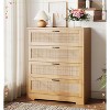 4 Drawer Dresser for Bedroom, Rattan Chest of Dressers, Modern Wood Tall Dresser with Power Outlets - 3 of 4