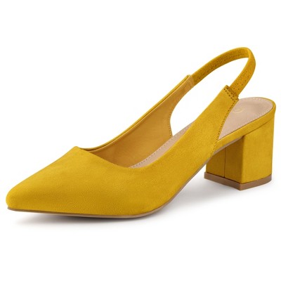 Allegra K Women's Pointed Toe Block Heel Slingback Heels