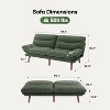 Futon Sofa Bed, Futon Couch with Adjustable Backrest & Armrests, Convertible Small Sleeper Sofa Bed for Small Apartments, Study Room, Office, Green - 2 of 4
