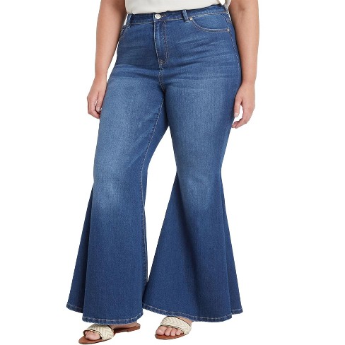 Eloquii Women's Plus Size Classic Fit Bell Bottom Flare Leg Jean, 26 -  Medium Wash : Target