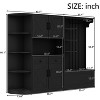 TIRAMISUBEST Multifunctional Combination Hall Tree with 4 Hooks and Hidden Storage Shoe Bench, Pantry Cabinet with Shelves - 4 of 4