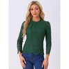 Allegra K Women's Lace Long Sleeve Keyhole Back Ruffle Neck Floral Blouse - 2 of 4