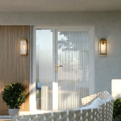 Kinzie Vintage Brass Gold Dimmable Outdoor Wall Sconce